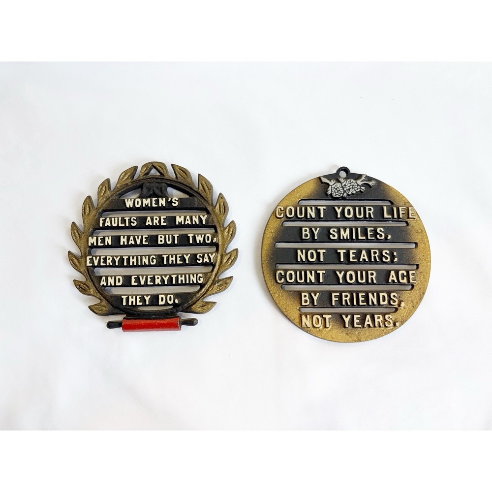 Vintage Funny Decorative Metal Trivet Husband Wife Sayings Retro Wall Decor